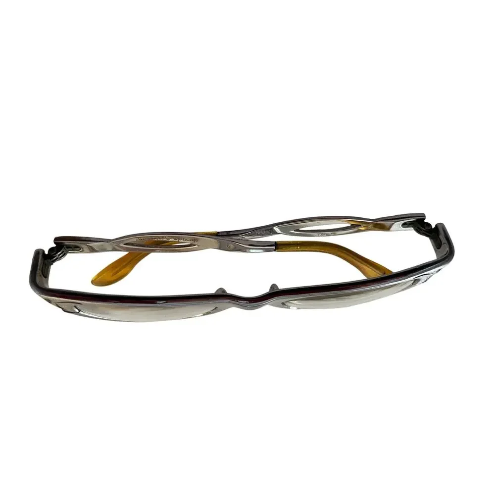 Vtg‎ American Optical Aluminum Cat Eye Glasses 1950s Engraved Silver AO Frames
